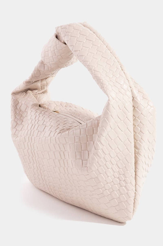 Weave Pattern Knotted Handle Hand Bag
