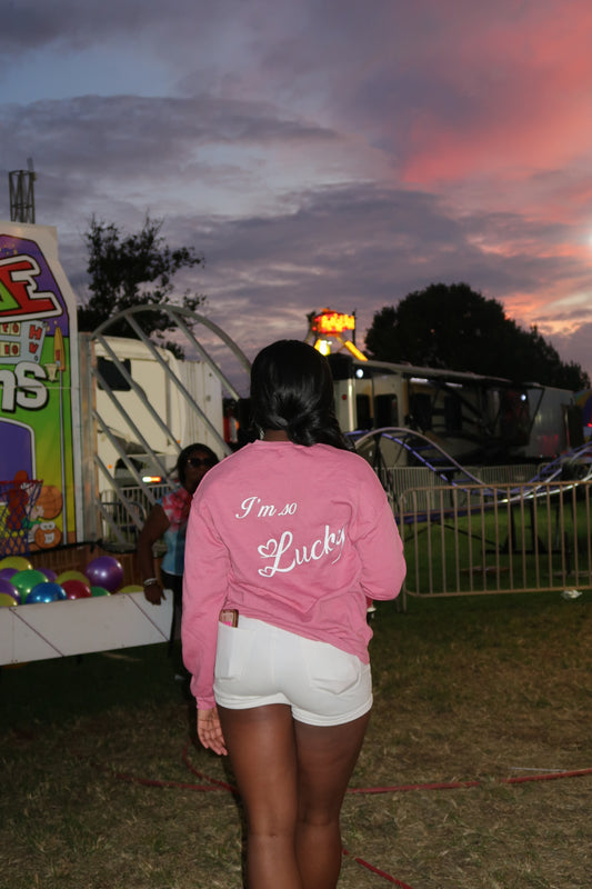 I'm So Lucky Crewneck -Cherry