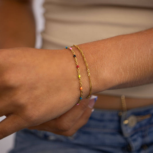 18K Gold PVD Stainless Steel Muti Color Confetti Bracelet