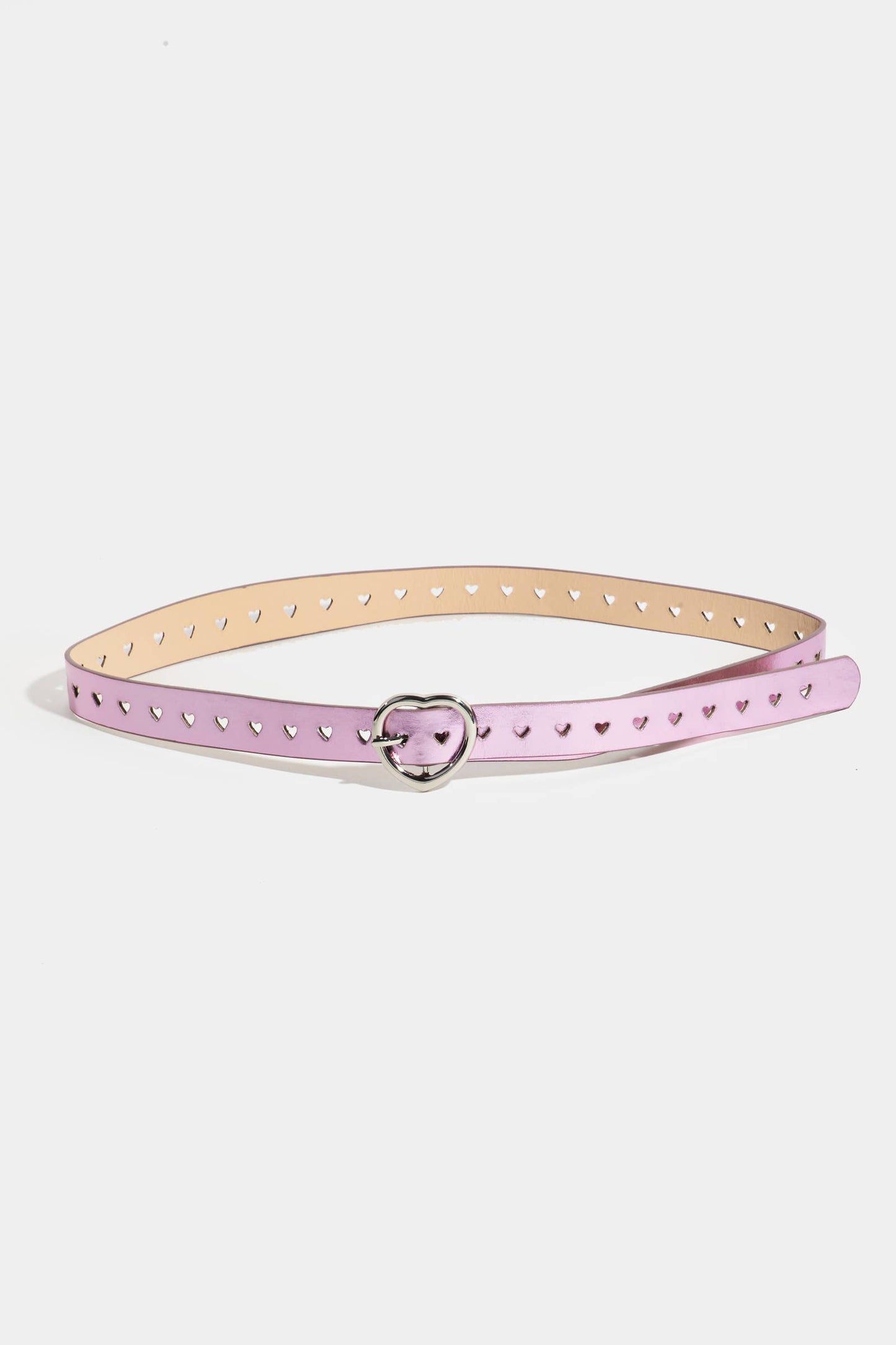 Heart Buckle Heart Punched Metallic Belt