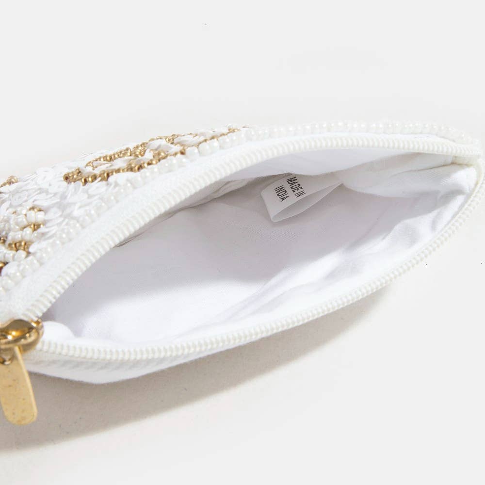 Starfish Clams And Sea Life Seed Beaded Coin Purse