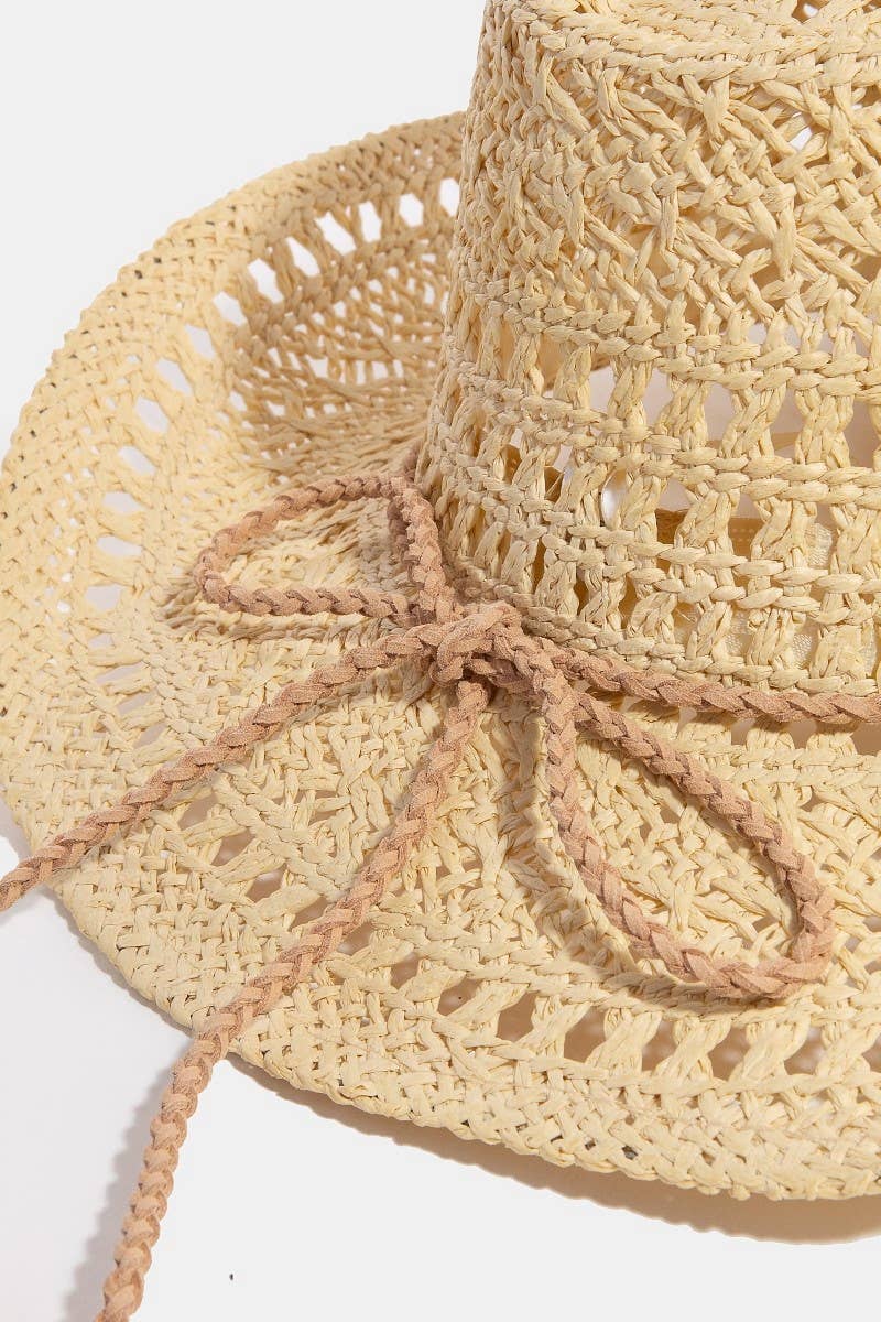 Intricate Woven Western Fedora Straw Hat