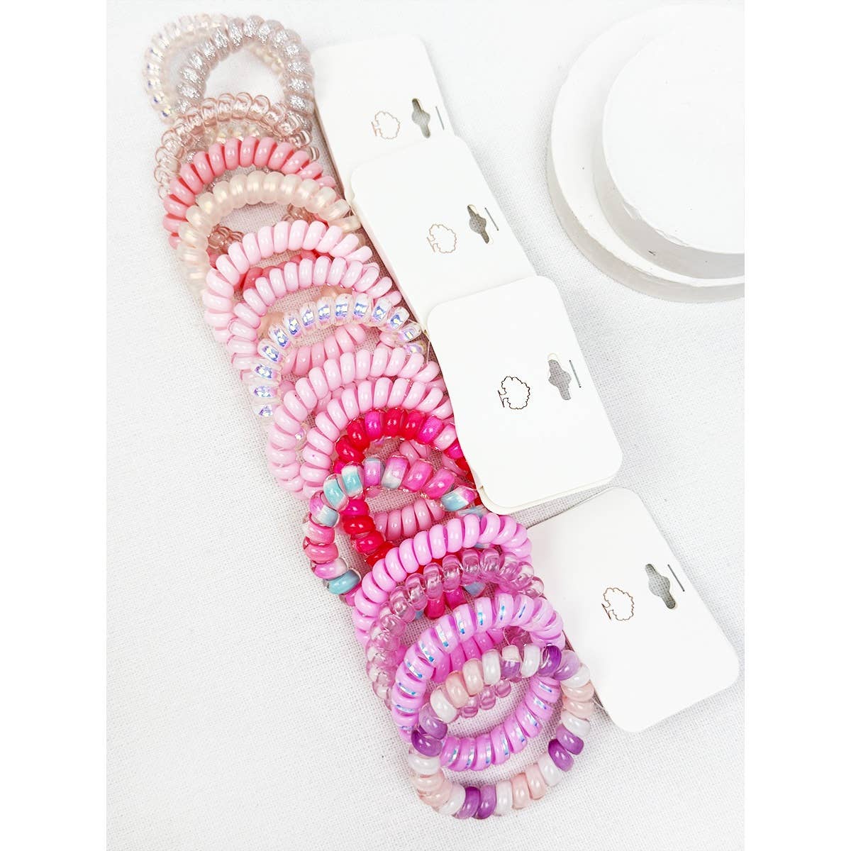 Pink Shades of Multi Shades Spiral Hair Ties: LIGHT PINK MULTI