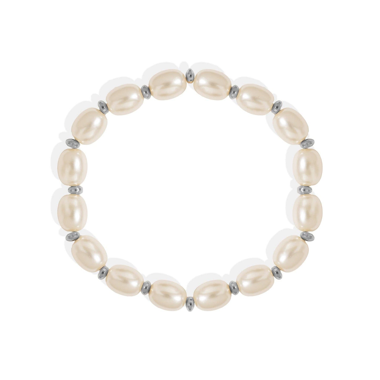 18K Gold PVD 8mm Kiska Glass Pearl Stretch Bracelet