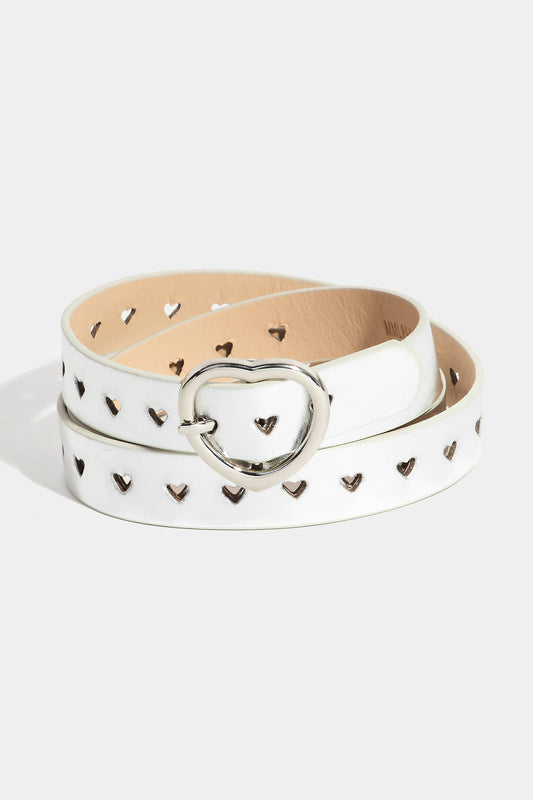Heart Buckle Heart Punched Metallic Belt
