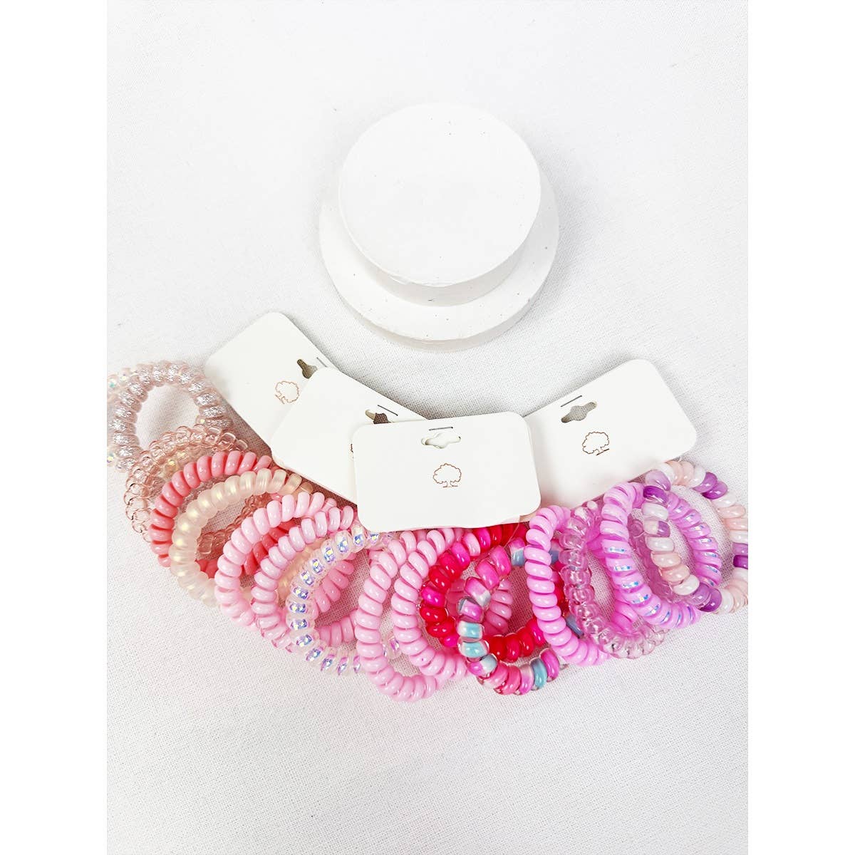 Pink Shades of Multi Shades Spiral Hair Ties: LIGHT PINK MULTI