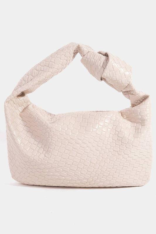 Weave Pattern Knotted Handle Hand Bag