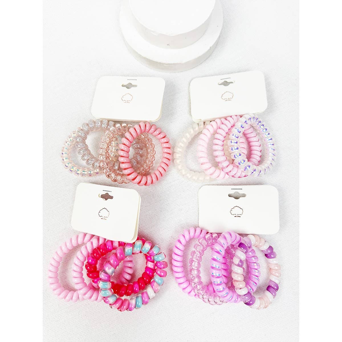 Pink Shades of Multi Shades Spiral Hair Ties: LIGHT PINK MULTI