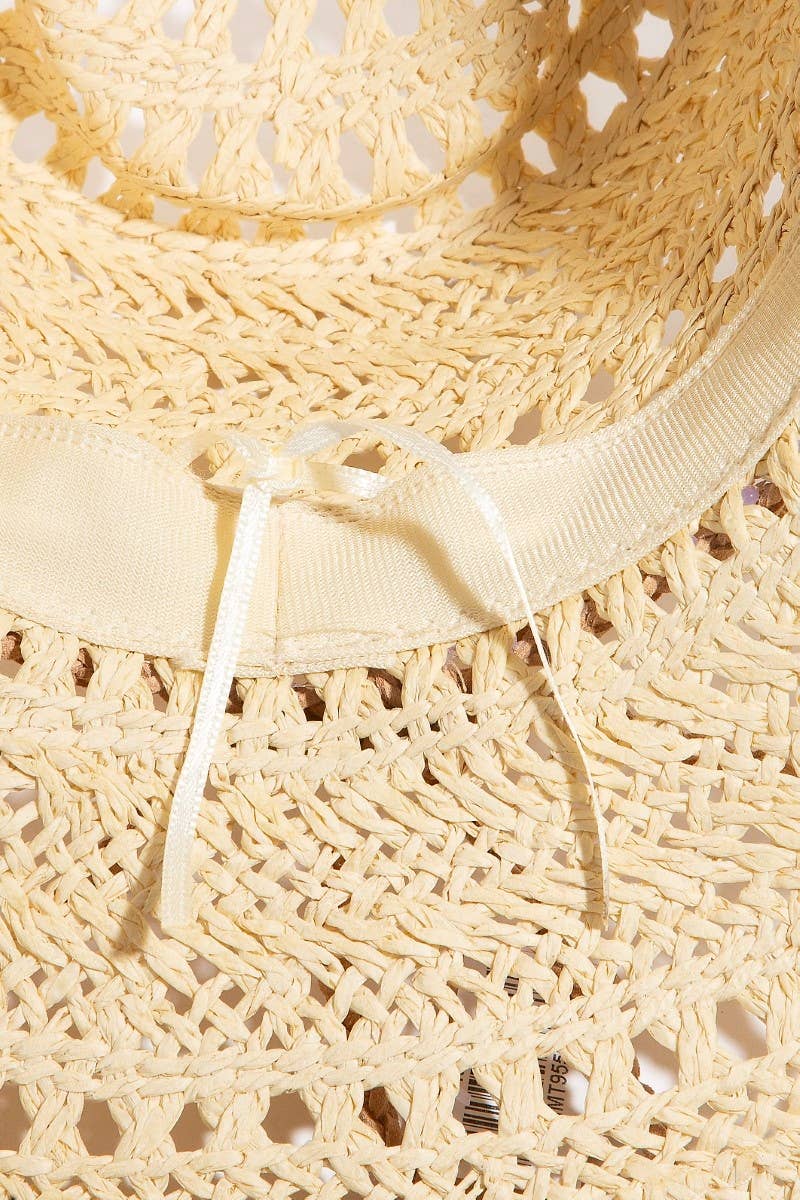 Intricate Woven Western Fedora Straw Hat