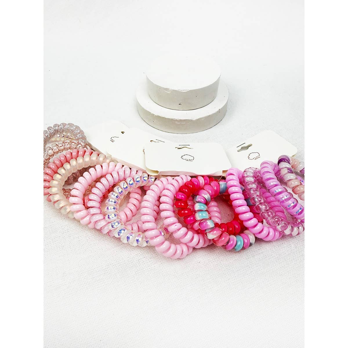 Pink Shades of Multi Shades Spiral Hair Ties: LIGHT PINK MULTI