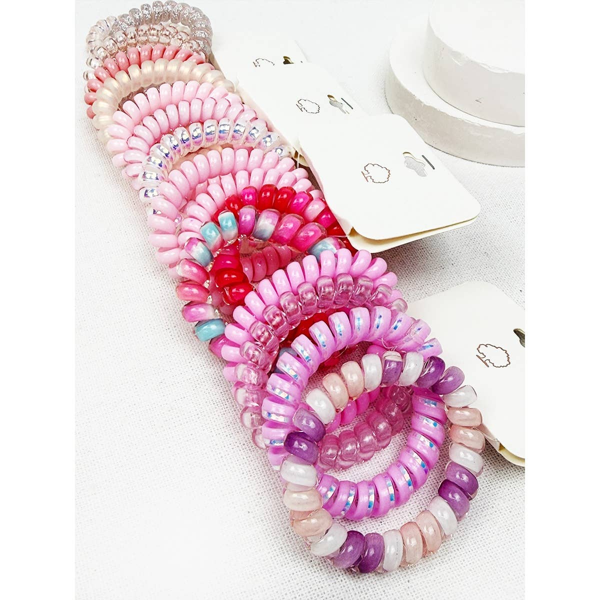 Pink Shades of Multi Shades Spiral Hair Ties: LIGHT PINK MULTI