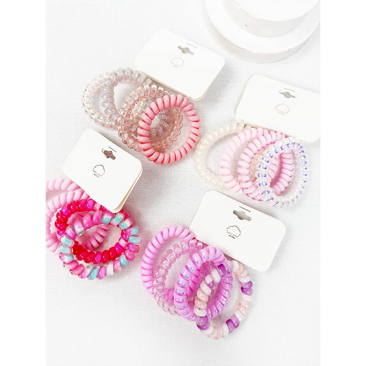 Pink Shades of Multi Shades Spiral Hair Ties: LIGHT PINK MULTI