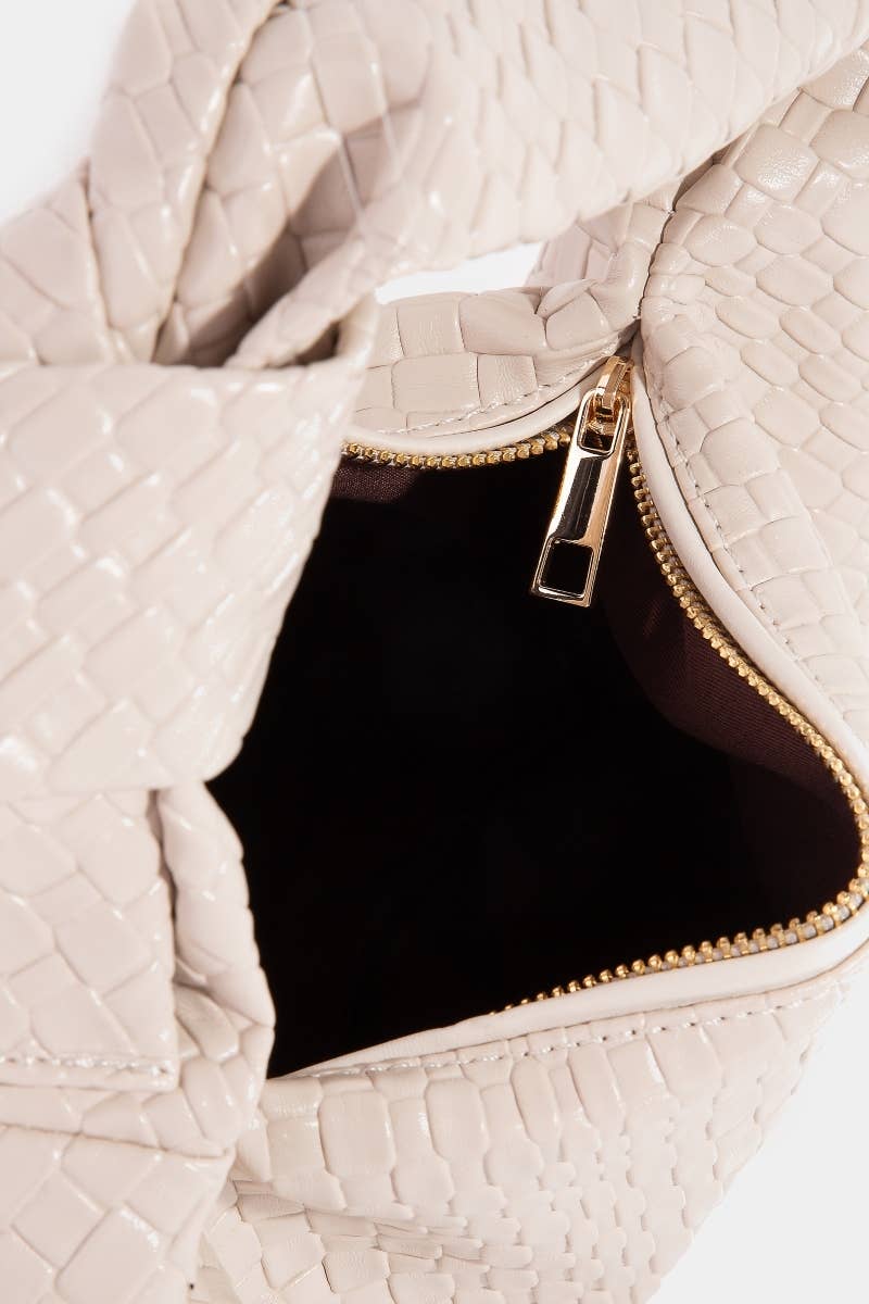 Weave Pattern Knotted Handle Hand Bag