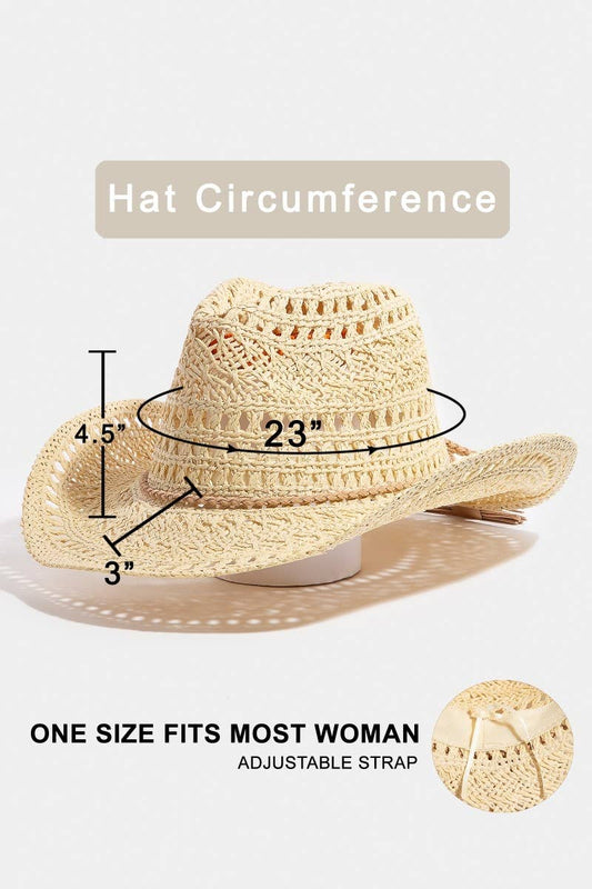Intricate Woven Western Fedora Straw Hat